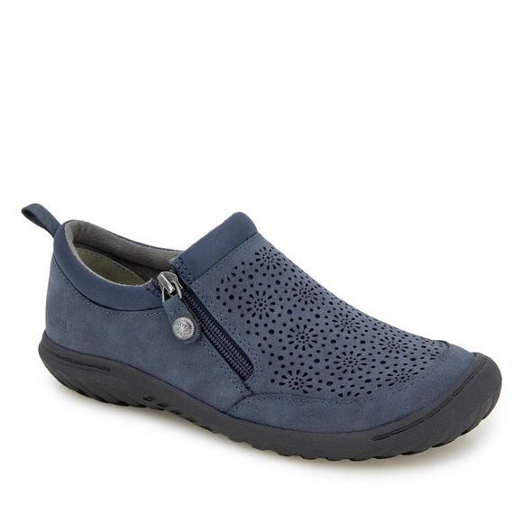 JBU Avery Slip On Flats Navy 11 Side Zip Memory Foam Comfort $89 - Picture 1 of 3